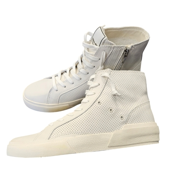Dolce Vita Zohara White Perforated Leather Hi Top Sneakers NEW Womens - Picture 1 of 7